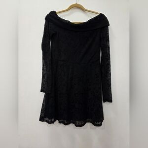 Wild Fable Black Floral Long Sleeve Dress